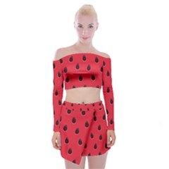 Seamless Watermelon Surface Texture Off Shoulder Top With Mini Skirt Set by Hannah976