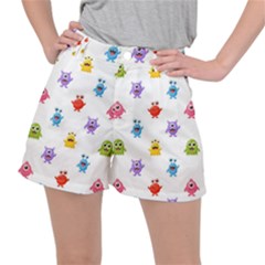 Seamless Pattern Cute Funny Monster Cartoon Isolated White Background Women s Ripstop Shorts by Hannah976