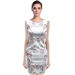 Cat With Bow Pattern Sleeveless Velvet Midi Dress by Hannah976