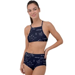 Mathematical Seamless Pattern With Geometric Shapes Formulas Halter Tankini Set by Hannah976