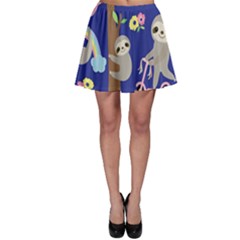 Hand Drawn Cute Sloth Pattern Background Skater Skirt by Hannah976