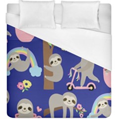 Hand Drawn Cute Sloth Pattern Background Duvet Cover (king Size) by Hannah976