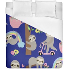 Hand Drawn Cute Sloth Pattern Background Duvet Cover (california King Size) by Hannah976