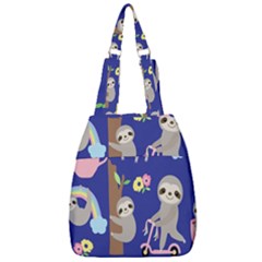 Hand Drawn Cute Sloth Pattern Background Center Zip Backpack by Hannah976