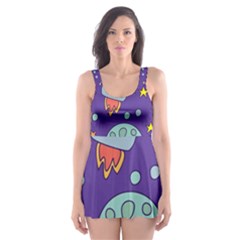 Card With Lovely Planets Skater Dress Swimsuit by Hannah976