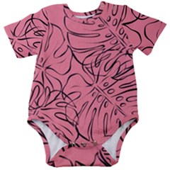 Pink Monstera Baby Short Sleeve Bodysuit by ConteMonfrey