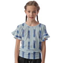 Blue King Pineapple  Kids  Cut Out Flutter Sleeves by ConteMonfrey