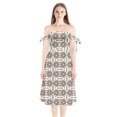 Brown Snake Skin Shoulder Tie Bardot Midi Dress by ConteMonfrey