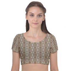 Wings Of Butterfly Starfish Velvet Short Sleeve Crop Top  by ConteMonfrey