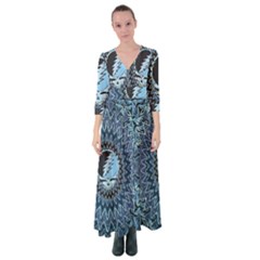 Grateful Dead Butterfly Pattern Button Up Maxi Dress by Bedest