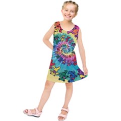 Grateful Dead Bears Tie Dye Vibrant Spiral Kids  Tunic Dress by Bedest