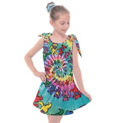 Grateful Dead Bears Tie Dye Vibrant Spiral Kids  Tie Up Tunic Dress by Bedest