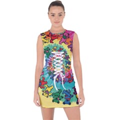 Grateful Dead Artsy Lace Up Front Bodycon Dress by Bedest