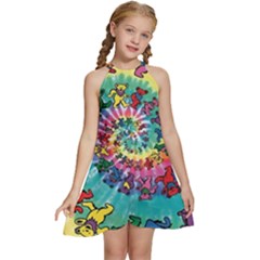 Grateful Dead Artsy Kids  Halter Collar Waist Tie Chiffon Dress by Bedest