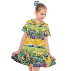 Grateful Dead Golden Road Kids  Short Sleeve Shirt Dress by Bedest