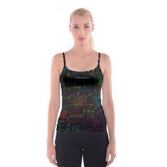 Mathematical Colorful Formulas Drawn By Hand Black Chalkboard Spaghetti Strap Top by Ravend