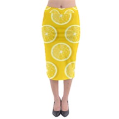 Lemon Fruits Slice Seamless Pattern Midi Pencil Skirt by Ravend