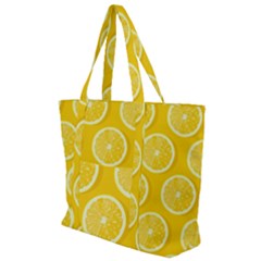 Lemon Fruits Slice Seamless Pattern Zip Up Canvas Bag by Ravend