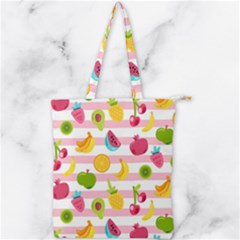 Tropical Fruits Berries Seamless Pattern Double Zip Up Tote Bag by Ravend