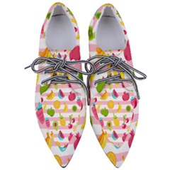 Tropical Fruits Berries Seamless Pattern Pointed Oxford Shoes by Ravend