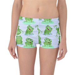 Cute Green Frogs Seamless Pattern Reversible Boyleg Bikini Bottoms by Ravend