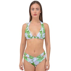 Cute Green Frogs Seamless Pattern Double Strap Halter Bikini Set by Ravend