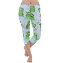 Cute Green Frogs Seamless Pattern Lightweight Velour Capri Yoga Leggings View1