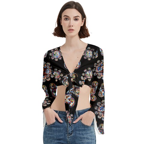 Photo Chartres Notre Dame Trumpet Sleeve Cropped Top by Bedest