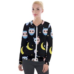 Cute Art Print Pattern Velvet Zip Up Jacket by Apen