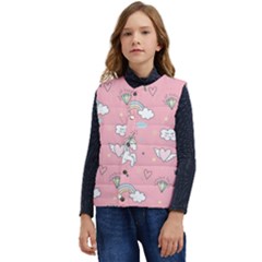 Cute Unicorn Seamless Pattern Kid s Button Up Puffer Vest	 by Apen