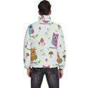 Forest Seamless Pattern With Cute Owls Men s Puffer Bubble Jacket Coat View4