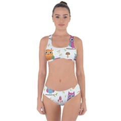 Forest Seamless Pattern With Cute Owls Criss Cross Bikini Set by Apen