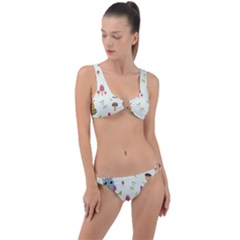 Forest Seamless Pattern With Cute Owls Ring Detail Crop Bikini Set by Apen