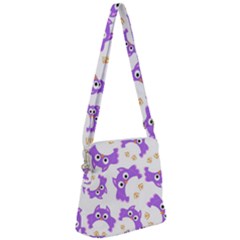 Purple Owl Pattern Background Zipper Messenger Bag by Apen