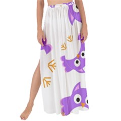 Purple Owl Pattern Background Maxi Chiffon Tie-up Sarong by Apen