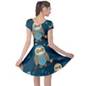 Seamless Pattern Owls Dreaming Cap Sleeve Dress View2