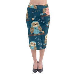 Seamless Pattern Owls Dreaming Midi Pencil Skirt by Apen