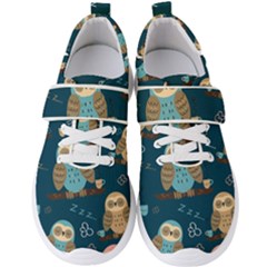 Seamless Pattern Owls Dreaming Men s Velcro Strap Shoes by Apen