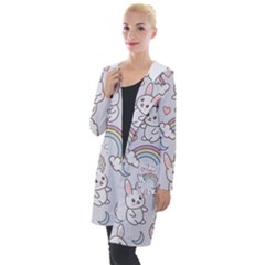 Seamless Pattern With Cute Rabbit Character Hooded Pocket Cardigan by Apen