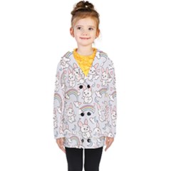 Seamless Pattern With Cute Rabbit Character Kids  Double Breasted Button Coat by Apen