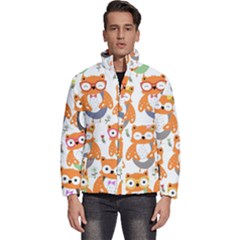 Cute Colorful Owl Cartoon Seamless Pattern Men s Puffer Bubble Jacket Coat by Apen