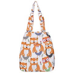 Cute Colorful Owl Cartoon Seamless Pattern Center Zip Backpack by Apen