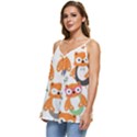 Cute Colorful Owl Cartoon Seamless Pattern Casual Spaghetti Strap Chiffon Top View2