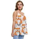 Cute Colorful Owl Cartoon Seamless Pattern Casual Spaghetti Strap Chiffon Top View3