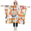 Cute Colorful Owl Cartoon Seamless Pattern Women s Hooded Rain Ponchos View1