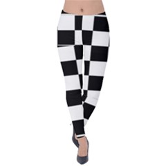 Chess Board Background Design Velvet Leggings by Apen