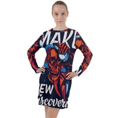 Make Devil Discovery  Long Sleeve Hoodie Dress by Saikumar