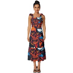 Make Devil Discovery  Tie-strap Tiered Midi Chiffon Dress by Saikumar