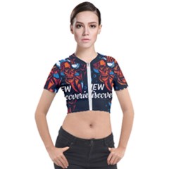 Make Devil Discovery  Short Sleeve Cropped Jacket by Saikumar