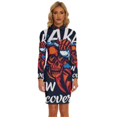 Make Devil Discovery  Long Sleeve Shirt Collar Bodycon Dress by Saikumar